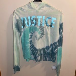 Justice. Girl’s 12 crop top tie dye hoodie.